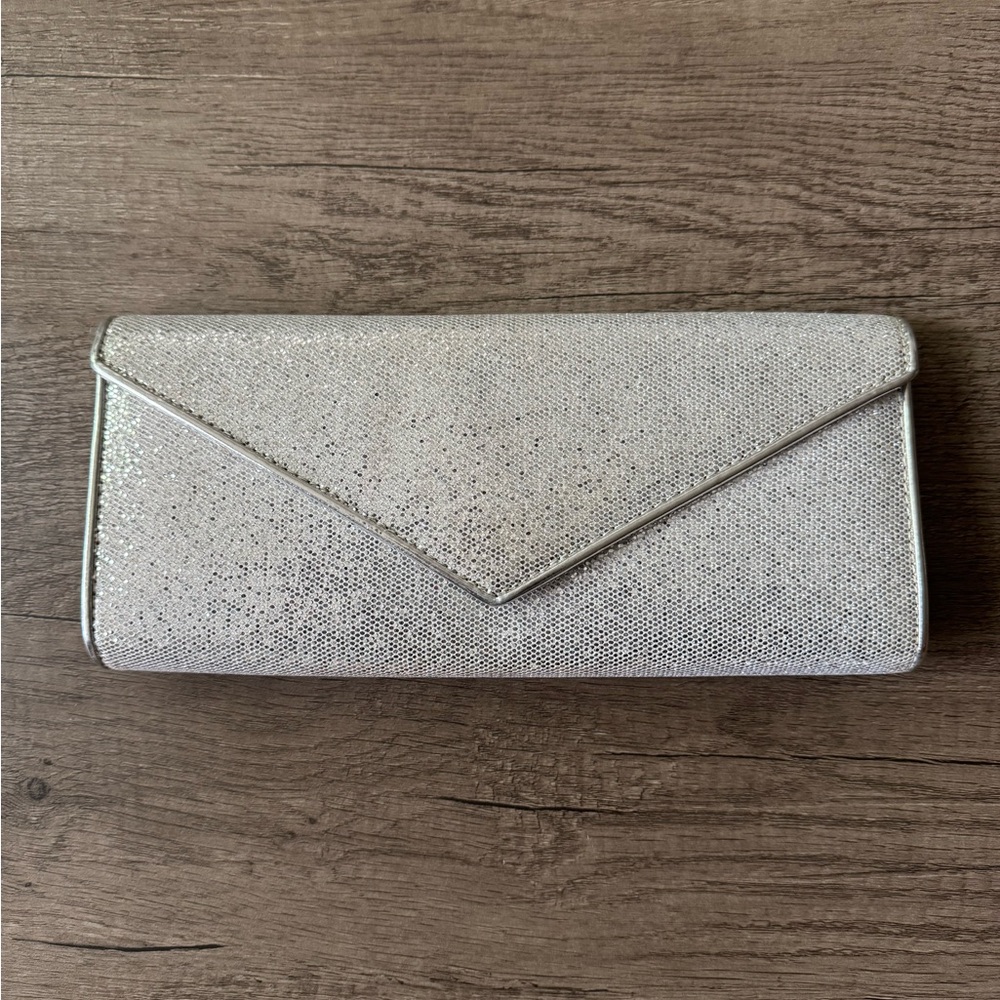 Aldo Silver Glitter Clutch Envelope Design